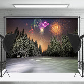 Lofaris Nacht Kiefer Wald Funken Winter Neu Jahr Hintergrund